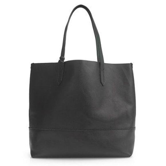 J.Crew Leather Downing Tote Carry All Black Leather Slouchy Shoulder Bag Classic - Picture 1 of 10